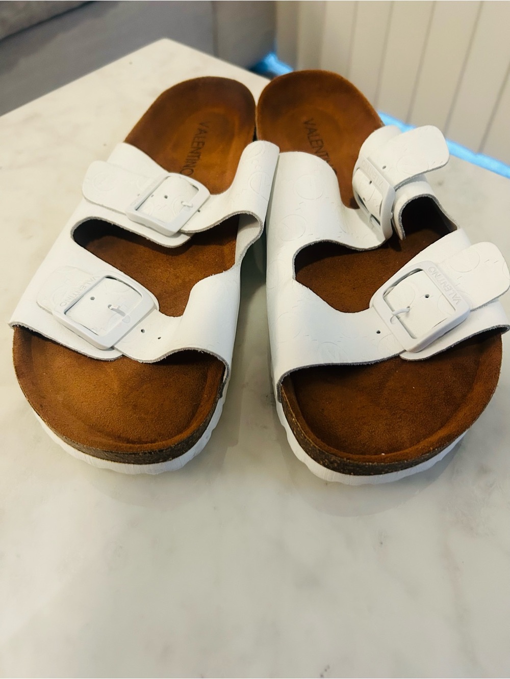 Valentino Leather Printed Slides